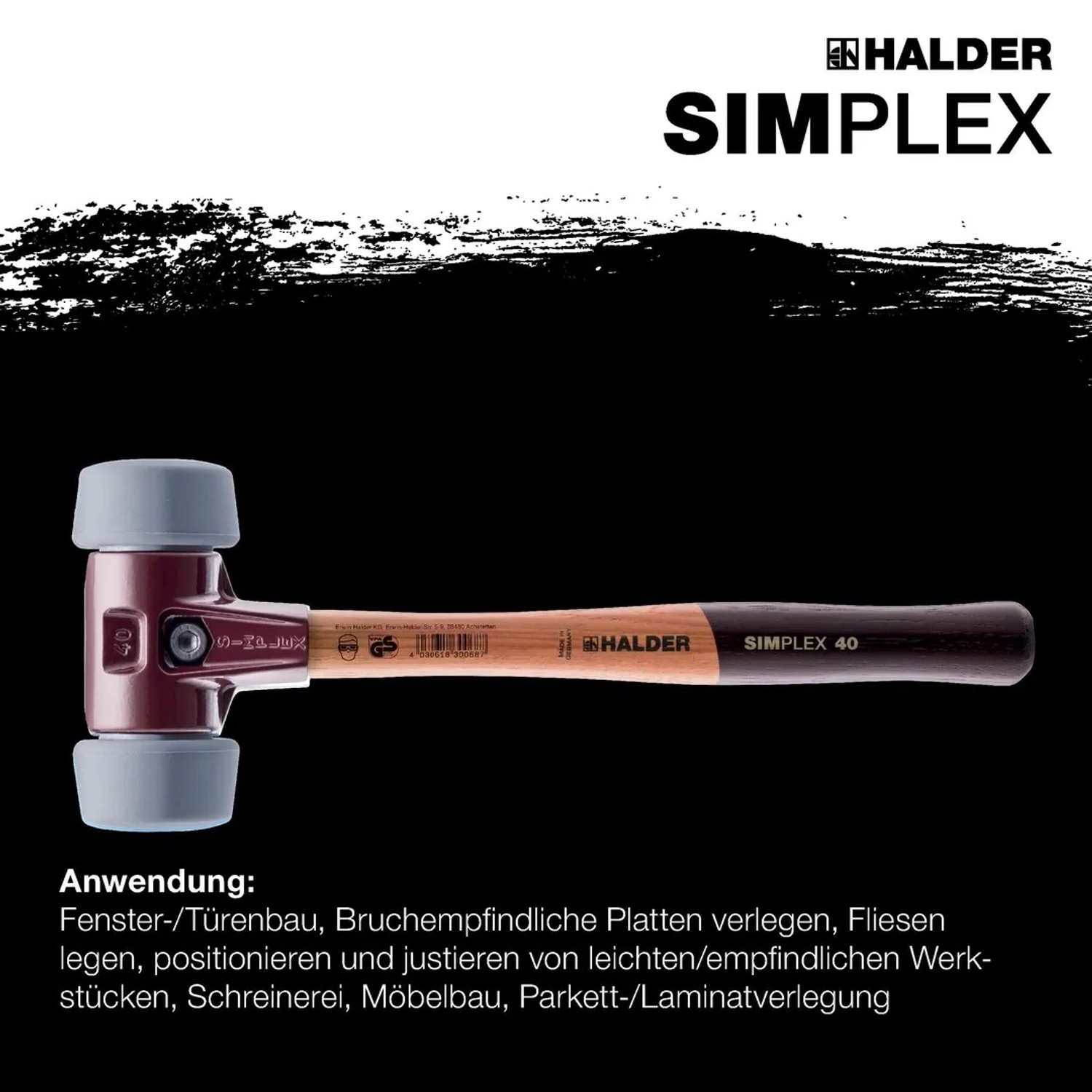Halder Simplex Schonhammer Ø 50 40 mm TPE-mid Grau mit Tempergussgehäuse_2