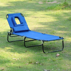 Outsunny Sonnenliege Oxford-Stoff Stahlrohr Blau L190 x B56 x H28 cm