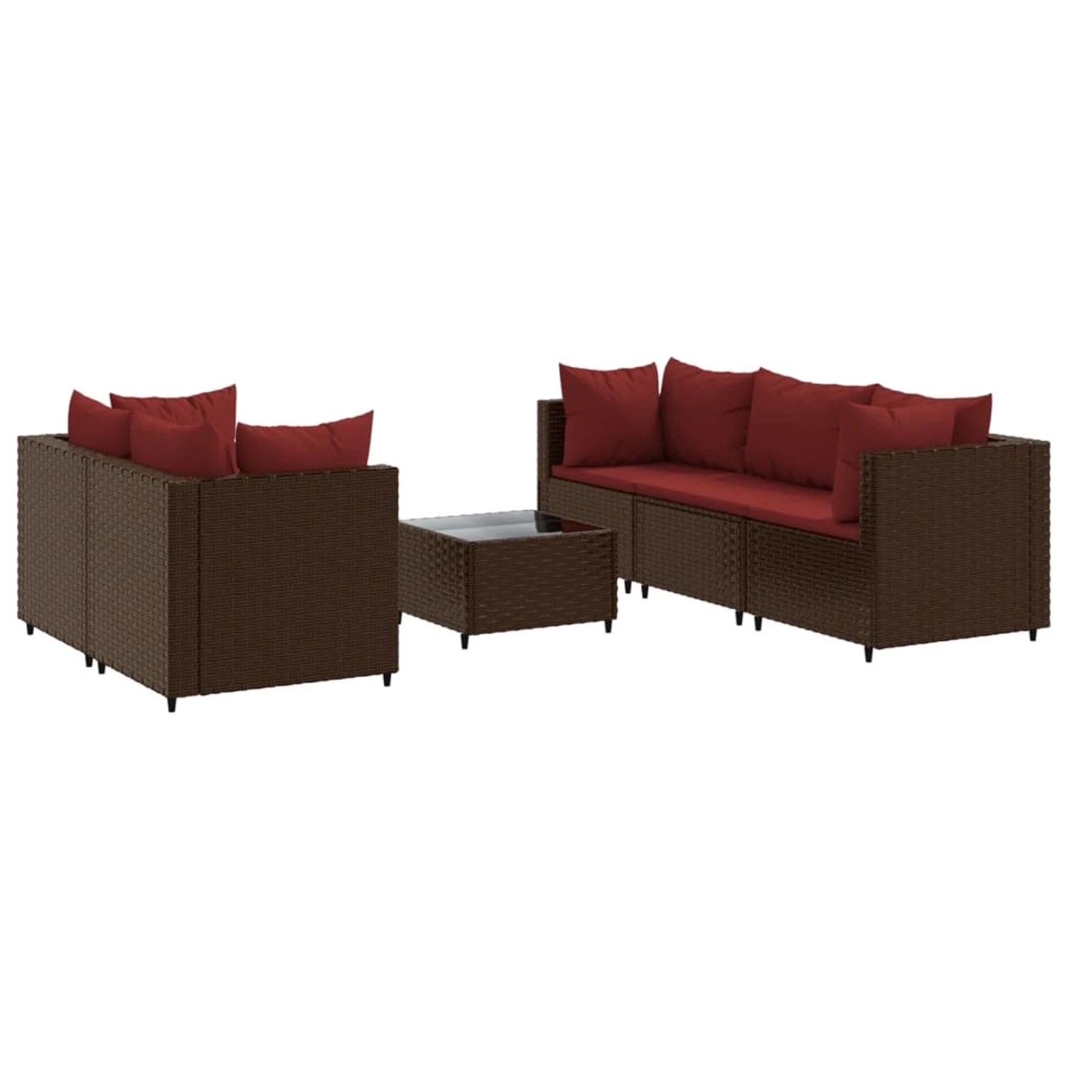 vidaXL 6-tlg Garten-Lounge-Set mit Kissen Braun Poly Rattan Modell 18 günstig online kaufen