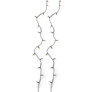 Lumineo LED-Lichterkette Basic für Außen, 9 m, mit 120 sanft goldenen LEDs und schwarzem Kabel auf weißem Grund.