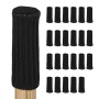 24 schwarze Stuhlbeinsocken aus Acryl und Filz auf Holzbein, schützen Böden vor Kratzern und Lärm.