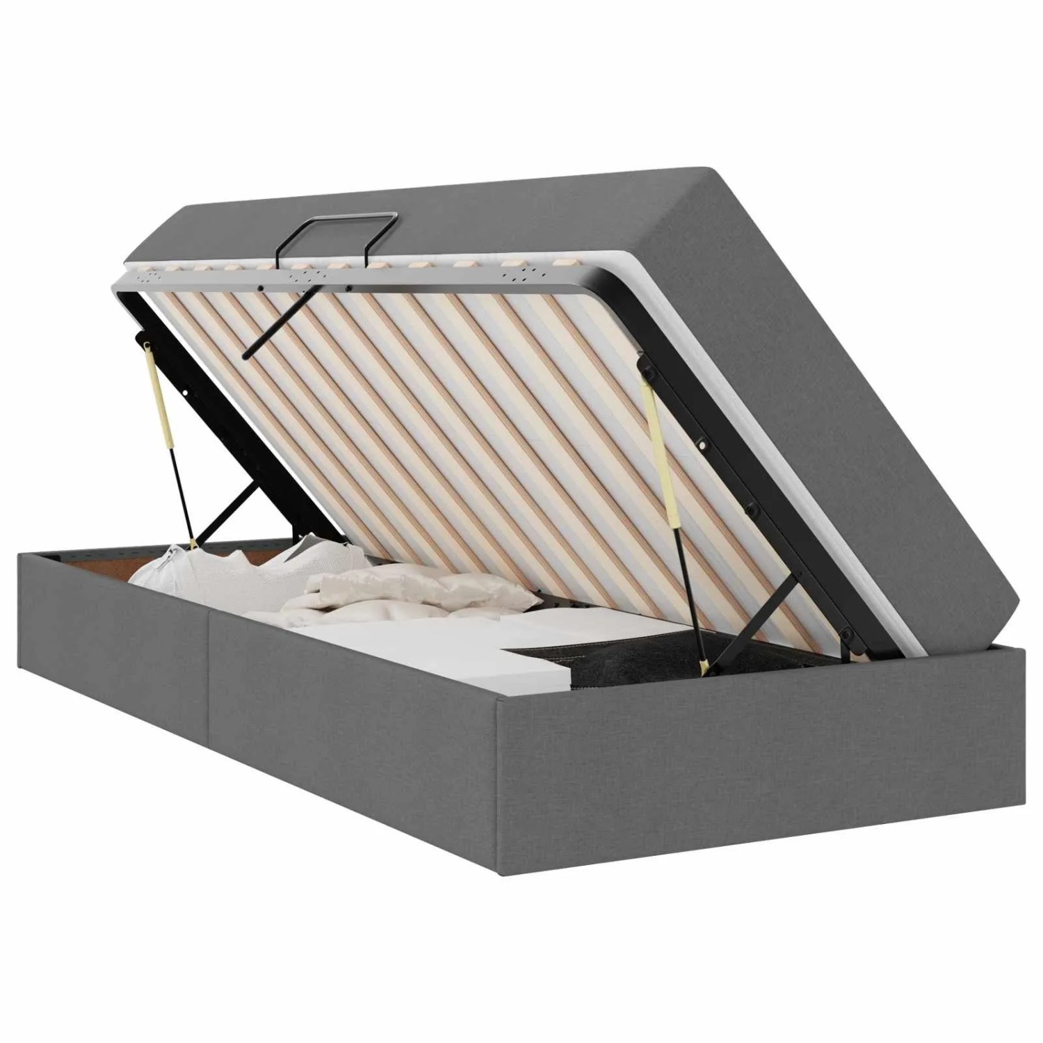 vidaXL Aufbewahrungsbett mit Matratze Dunkelgrau 90 x 200 cm Polyester 3399635