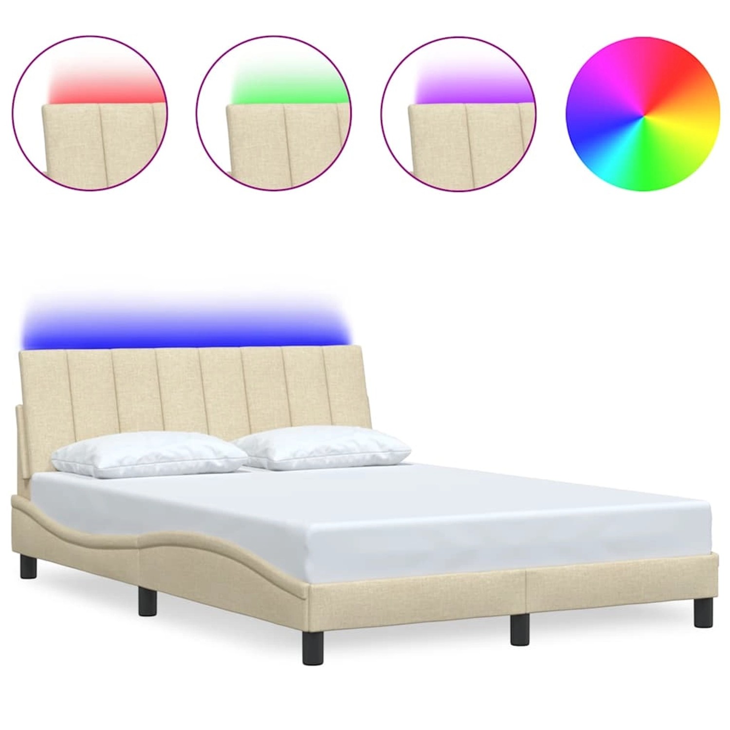 vidaXL Bettgestell ohne Matratze Hanko Creme 140x200 cm Stoff 3310466 günstig online kaufen