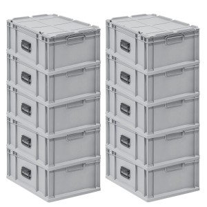 PROREGAL Spar Set 10x Eurobox Nextgen Portable HxBxT 235 x 40 x 60 cm 44 Liter Eurobehälter Transportbox Transportbehälter Stapelbehälter
