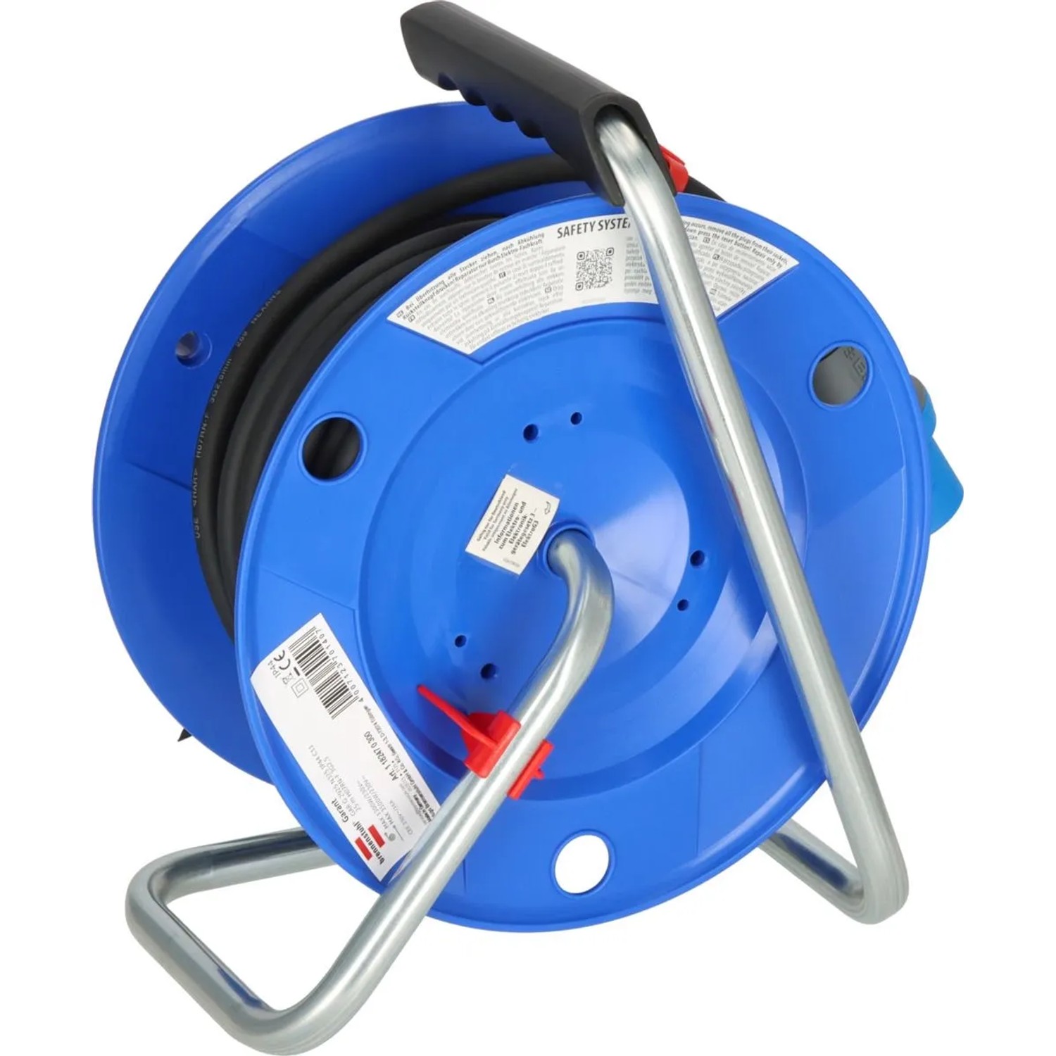 Brennenstuhl Camping-Kabeltrommel Garant G CEE IP44, blau, mit 25m schwarzem Kabel und robustem Metallrahmen für Außenbereiche.