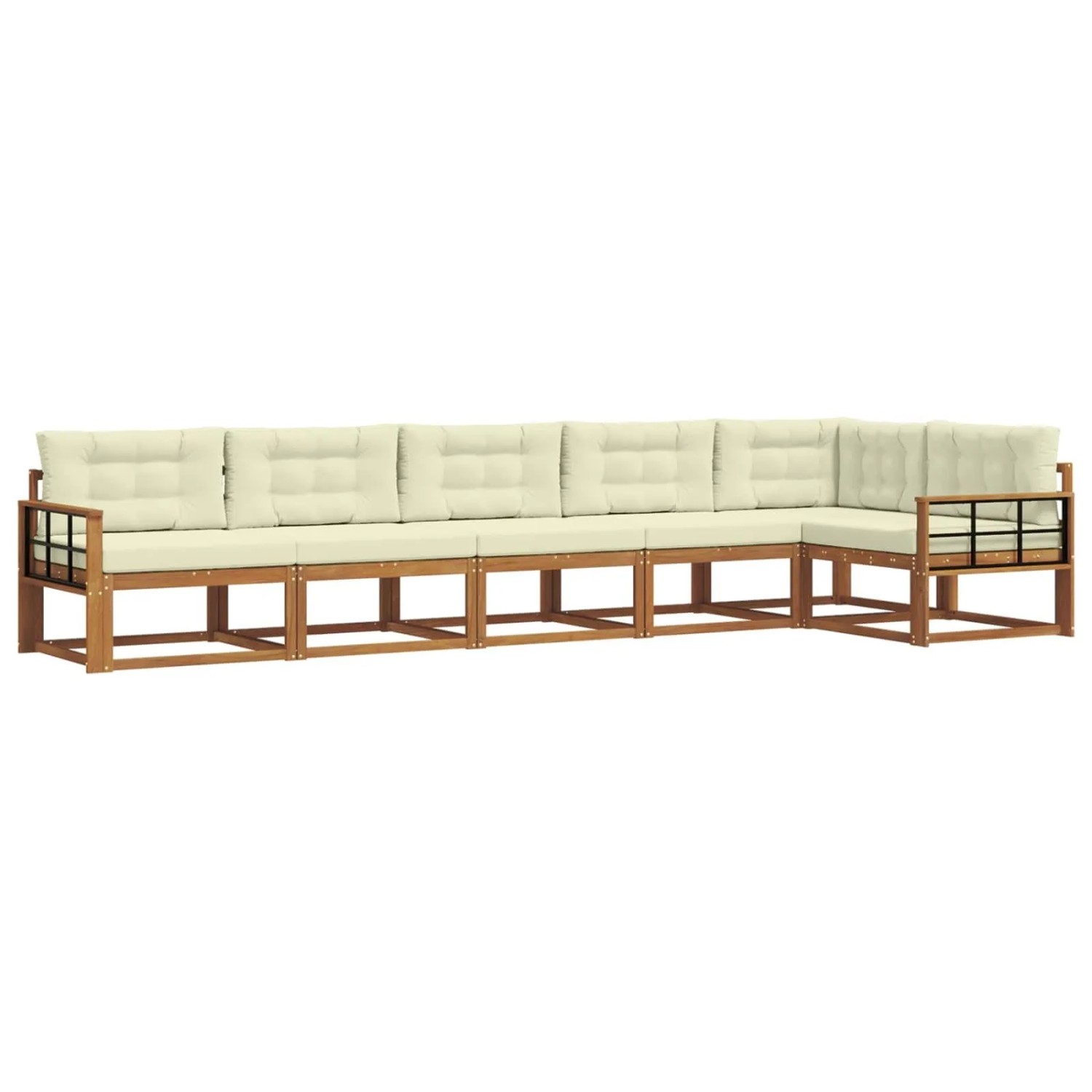 vidaXL Outdoor-Sofagarnitur mit Kissen 6-Tlg Natur und Creme 3367658