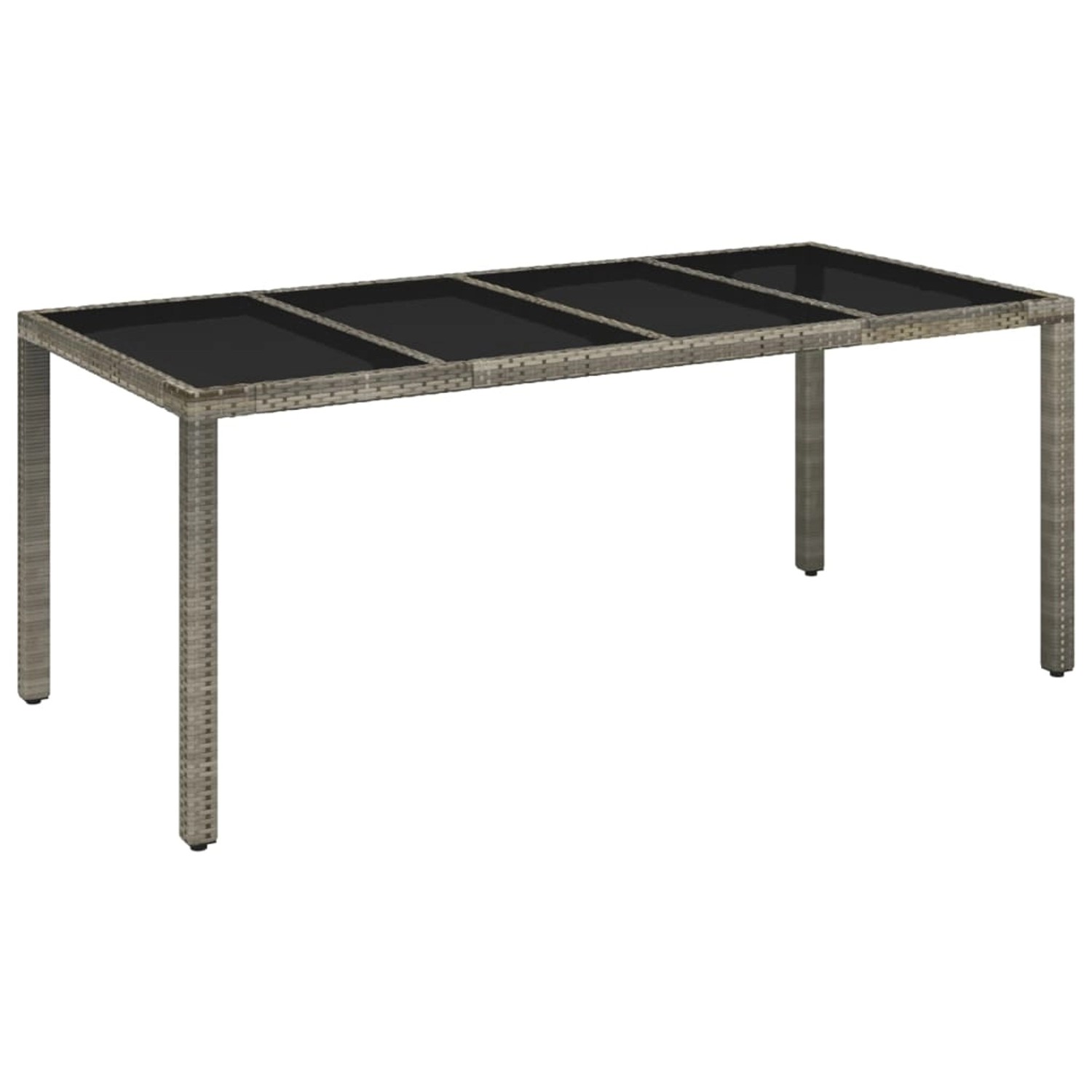 vidaXL Gartentisch mit Glasplatte Grau 190x90x75 cm Poly Rattan 319904 günstig online kaufen