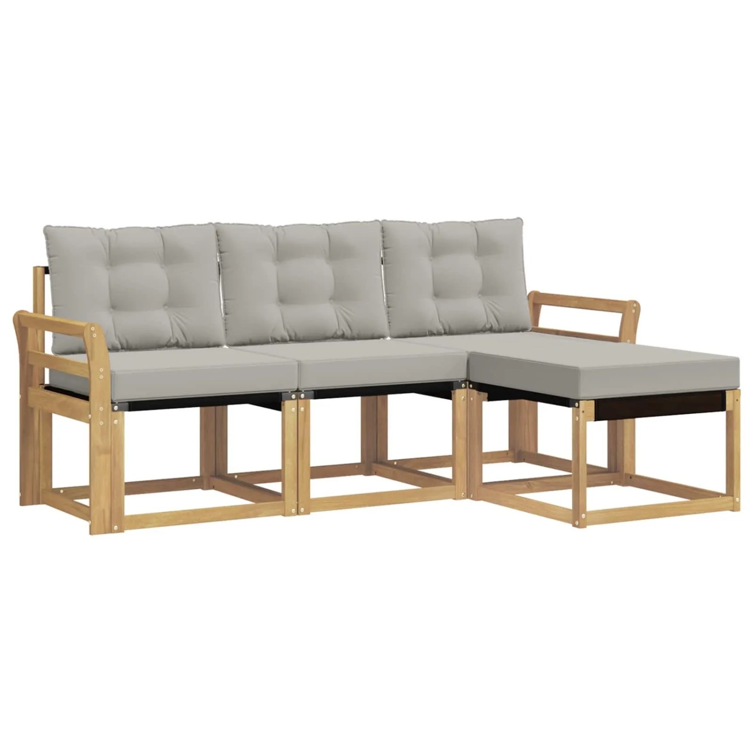 vidaXL Outdoor-Sofagarnitur mit Kissen 4-Tlg Weiß und Hellgrau 3389357
