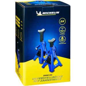 Michelin Unterstellböcke, 2 Stück, blau, 2000 kg Tragkraft, 9-stufig höhenverstellbar, im Karton.
