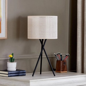 Lindby Tischlampe Soula 10012925 Landhaus Vintage Rustikal in Creme 1-flammig E27 Wohnzimmerleuchte