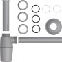 Kirchhoff Tassensiphon Eco Save, grauer Waschbecken Siphon aus recyceltem Kunststoff, Einzelteile