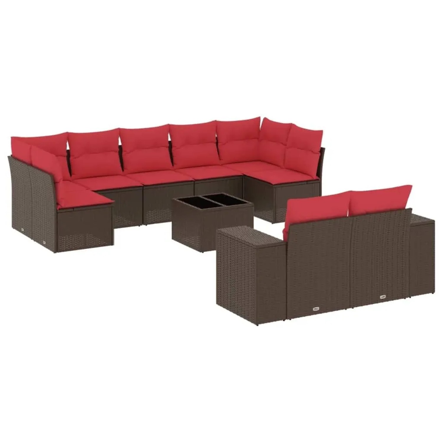 vidaXL 10-Tlg Gartensofa-Set mit Kissen Braun Polyrattan 3223033 günstig online kaufen