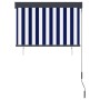 vidaXL Außenrollo, 100x250 cm, blau-weiß gestreift, mit Handkurbel für Balkon & Terrasse.