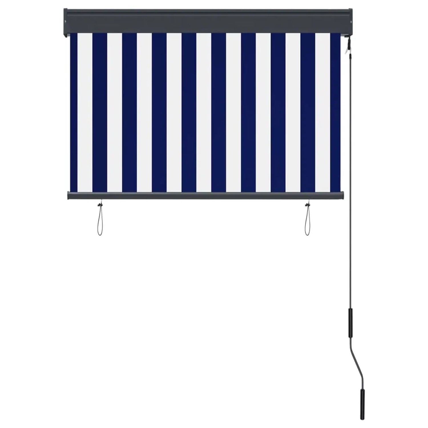 vidaXL Außenrollo, 100x250 cm, blau-weiß gestreift, mit Handkurbel für Balkon & Terrasse.