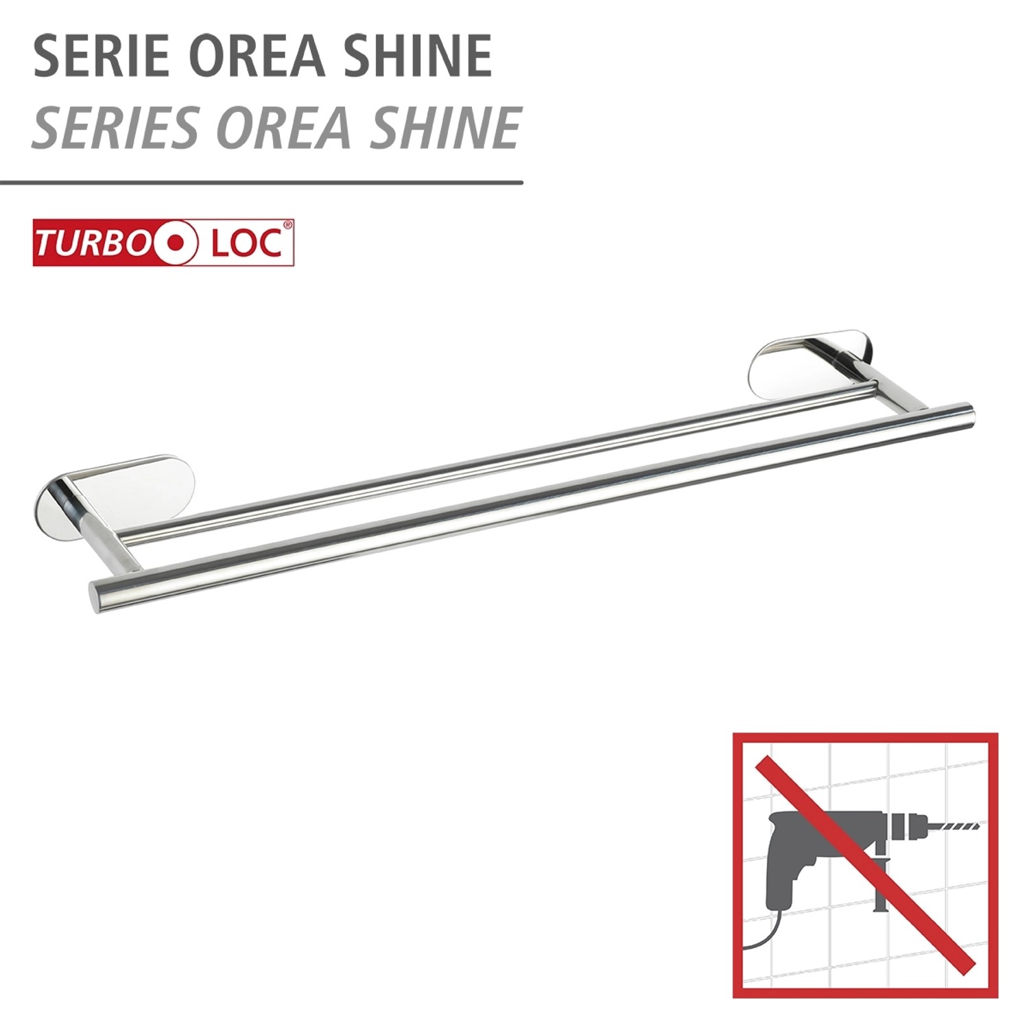 Wenko Badetuchstange Turbo-Loc Edelstahl Duo Orea Shine, 2-armig, glänzend