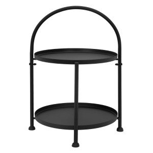 Schwarzer, klappbarer ECD Germany Beistelltisch aus Metall im Industrie-Look, 33x45cm.