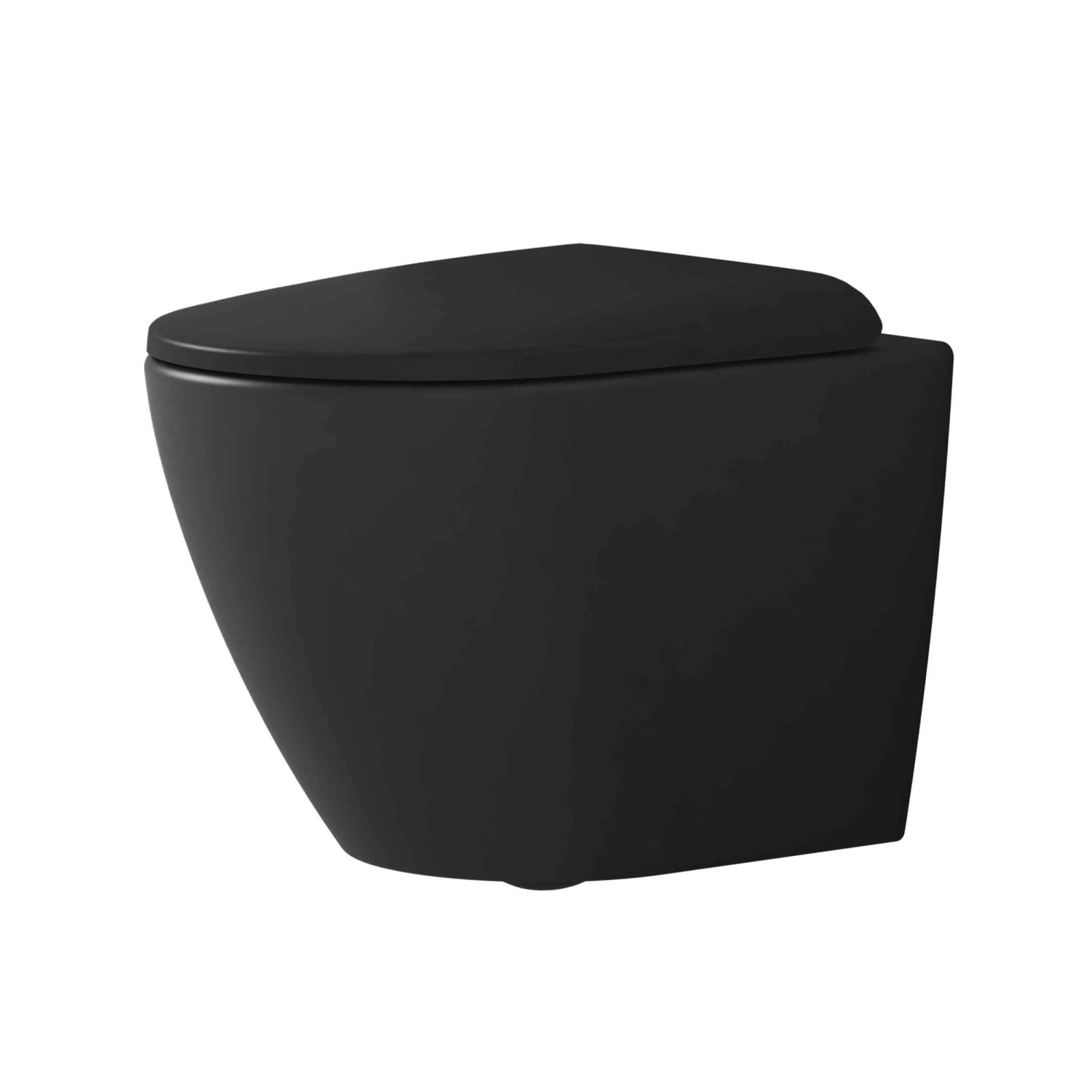Emke Spülrandloses Wand-WC D-Form 49×37×37cm Toiletten mit Softclose Sitz Matt Schwarz