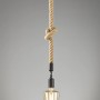 Schwarze Fischer & Honsel Pendelleuchte Rope mit Hanfseil und E27 Fassung.