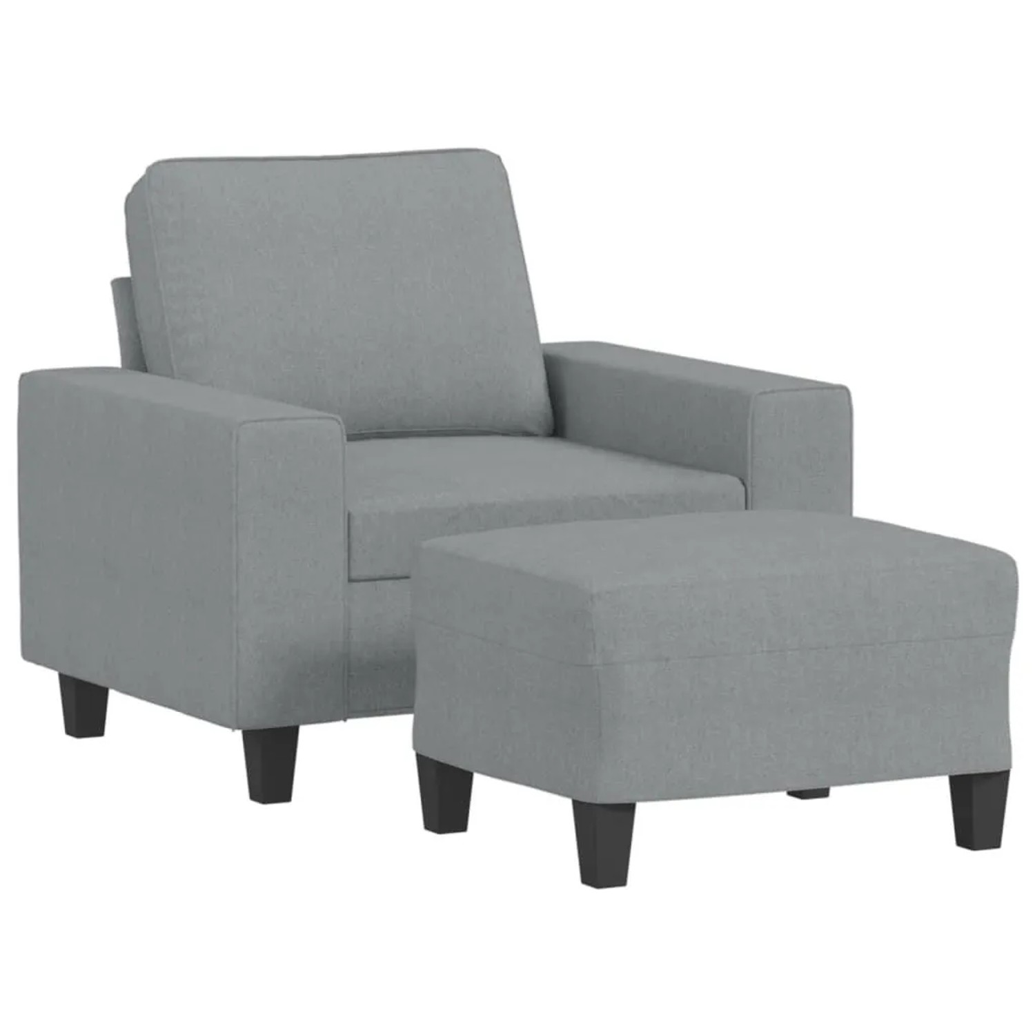 vidaXL Sessel mit Hocker Hellgrau 60 cm Stoff 3201143