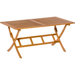 Rechteckiger, brauner Merxx Klapptisch (160x90 cm) aus Holz für den Garten.