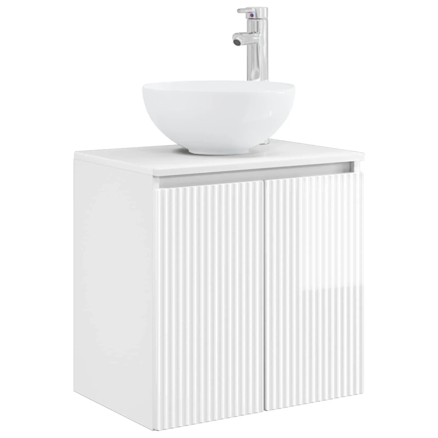 vidaXL Wandmontierte Waschtisch Hochglanz Weiß 49,5 x 35 x 63 cm 890386