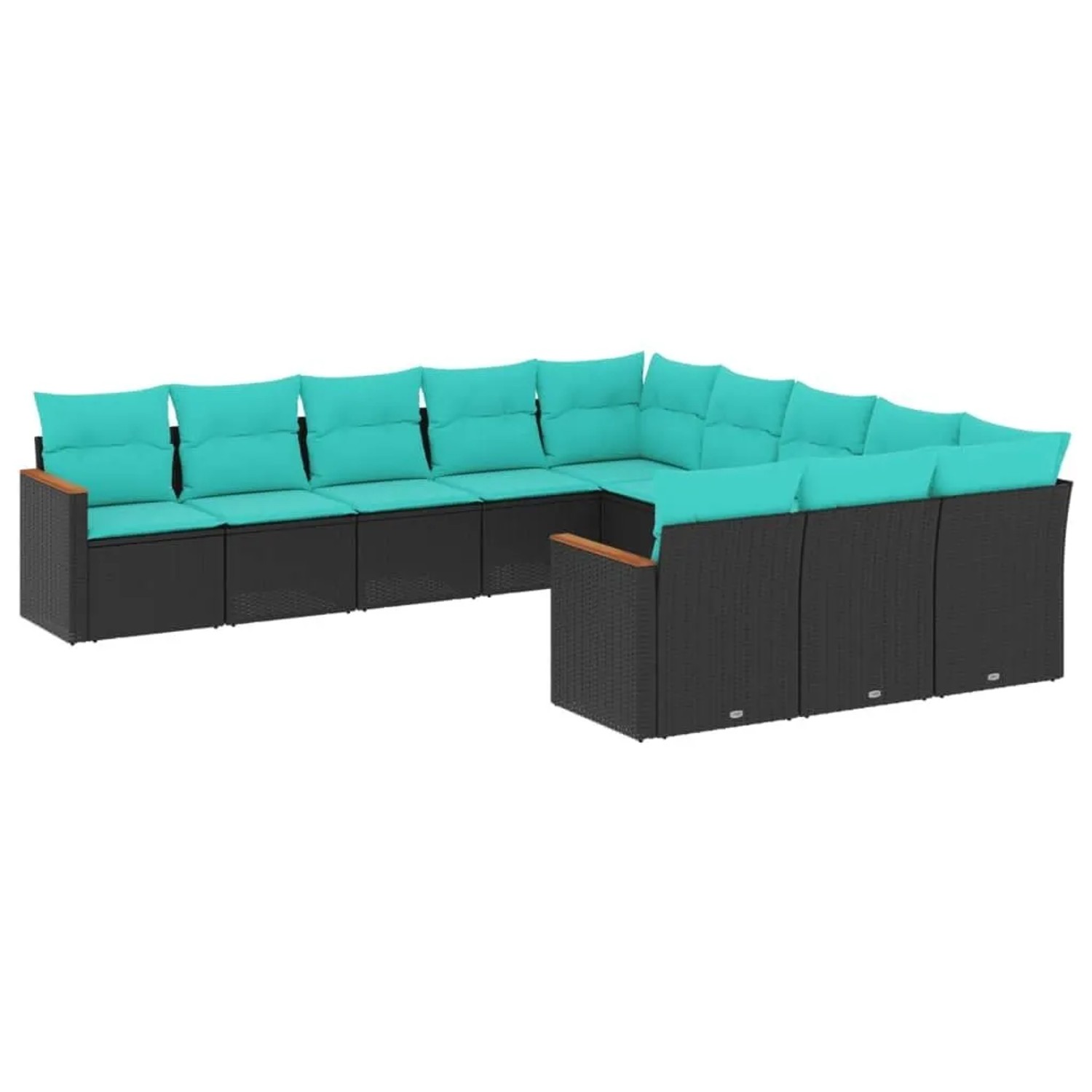 vidaXL 11-Tlg Gartensofa-Set mit Kissen Schwarz Polyrattan 3226428 günstig online kaufen