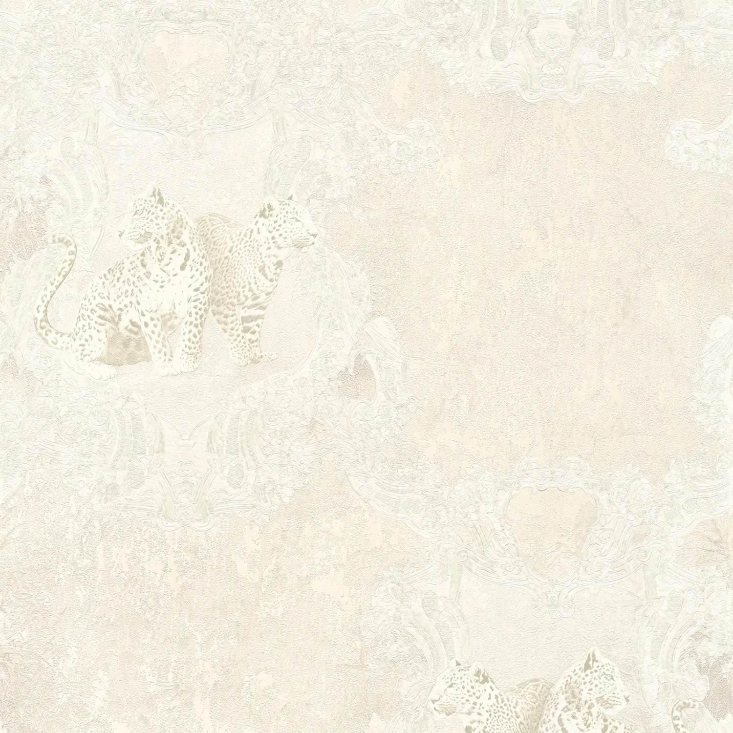 Bricoflor Nostalgische Barock Tapete mit Tier Leoparden Vliestapete in Creme Weiß im Rokoko Stil Vintage Wandtapete mit Ornament Hell
