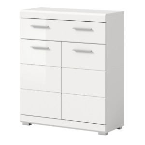 Inn.Furn Badkommode Shawn, weiß hochglänzend, 74x88 cm, mit Schublade und Türen.