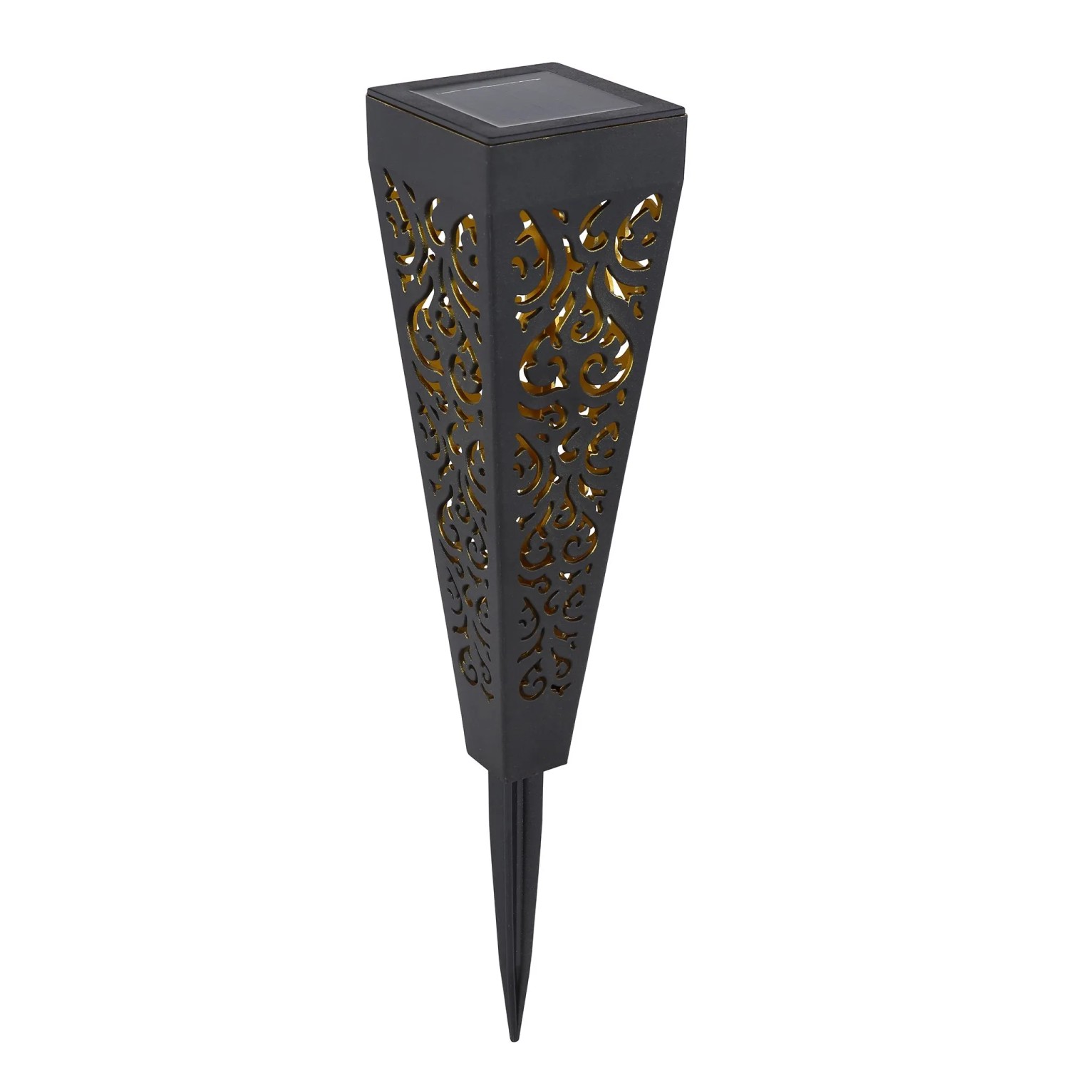 Globo Solarleuchte-Set m. Dekorativem Lichtmuster Ø 7 cm x 33 cm Schwarz 3 Stück