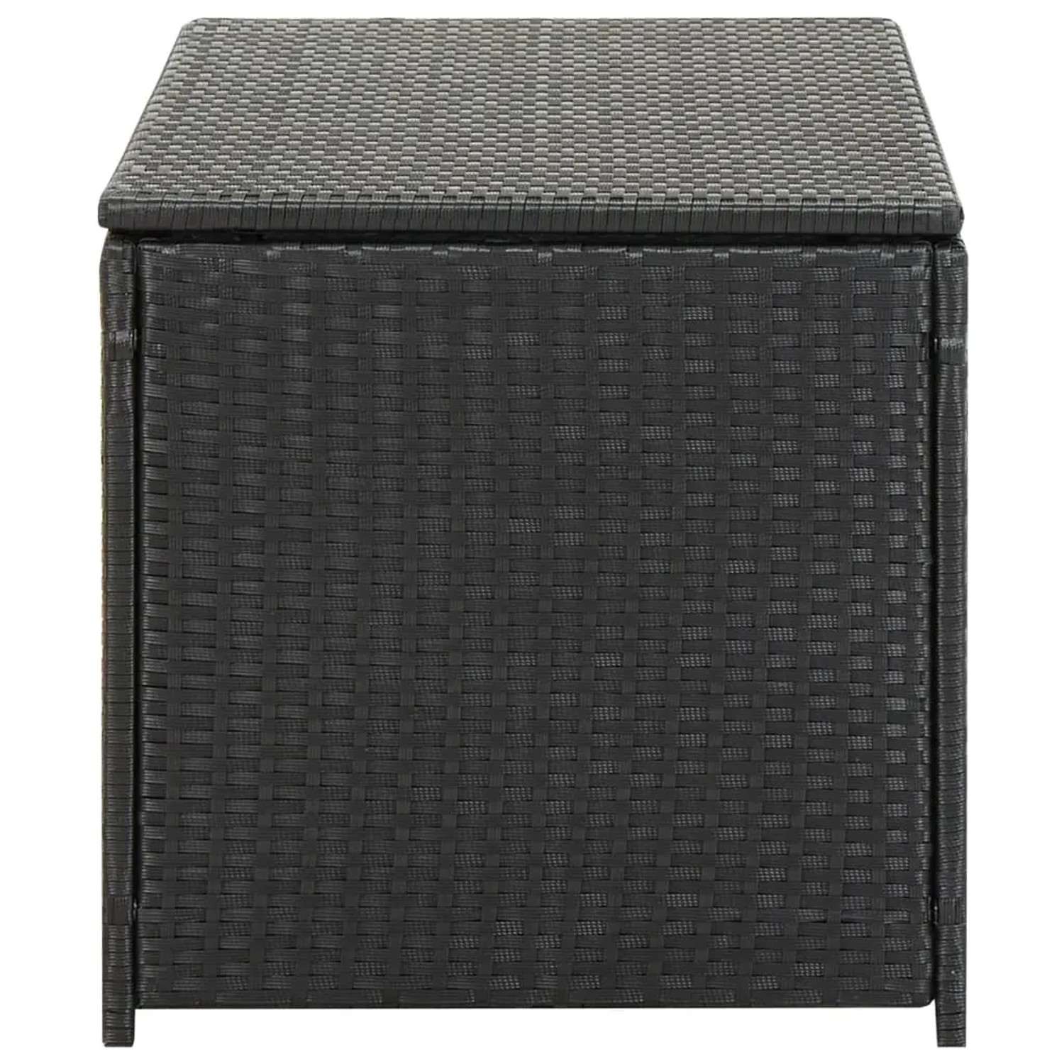 Schwarze VidaXL Gartenbox aus Poly Rattan, 100x50x50 cm, ideal zur Aufbewahrung im Garten.