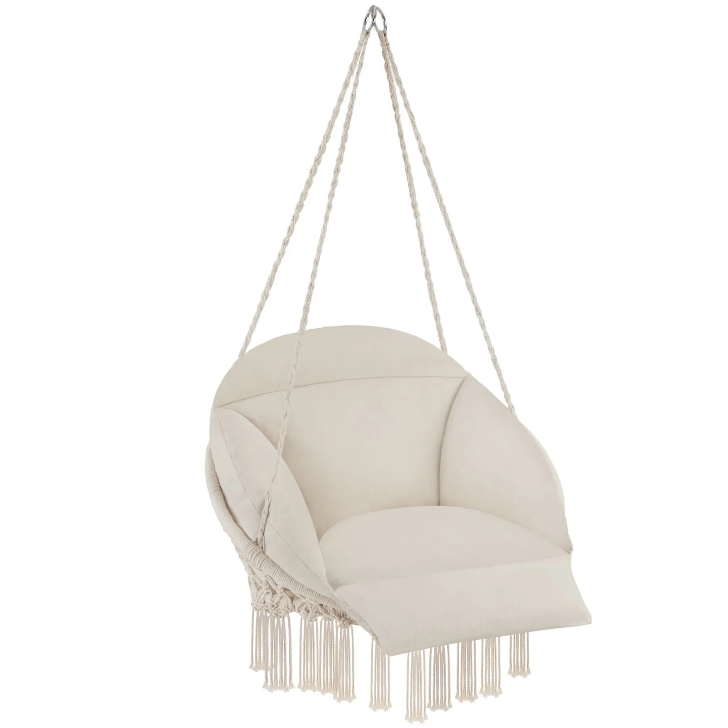 Tectake Hängesessel Samira Mit Dickem Sitzkissen Stabile Halteseile  81 x 80 x 139 cm Beige