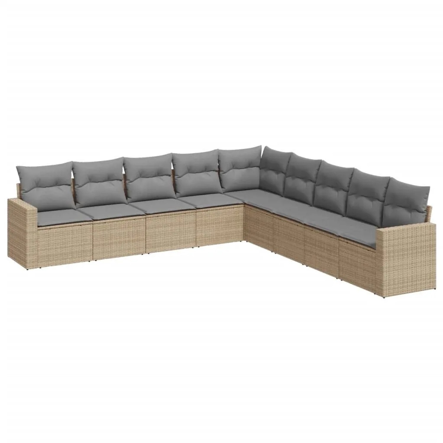 vidaXL 9-Tlg Garten-Sofagarnitur mit Kissen Beige Poly Rattan 3251426 günstig online kaufen