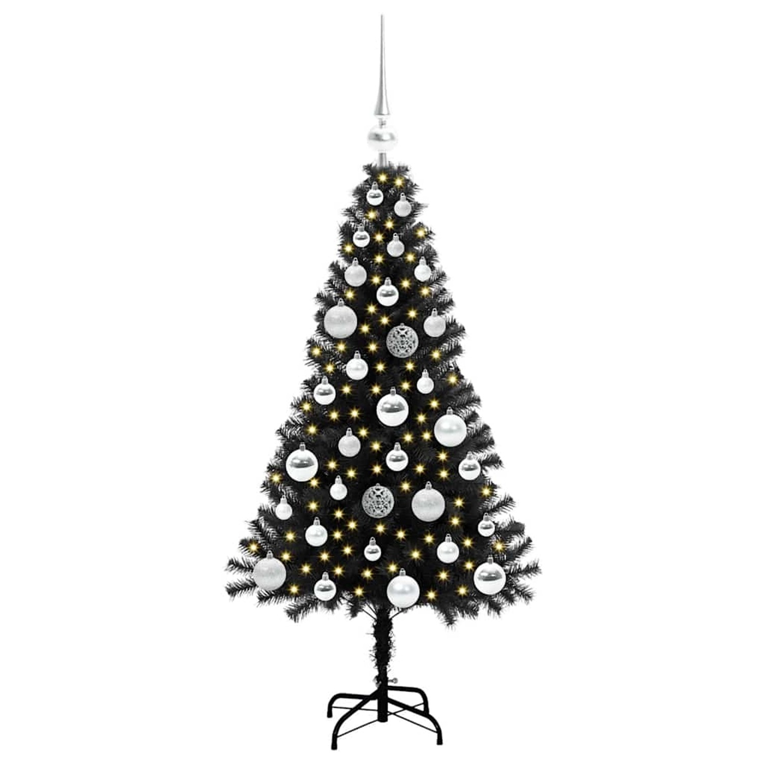 vidaXL Weihnachtsbaum mit 150 LEDs mit Ständer Schwarz 120 cm PVC 3396461