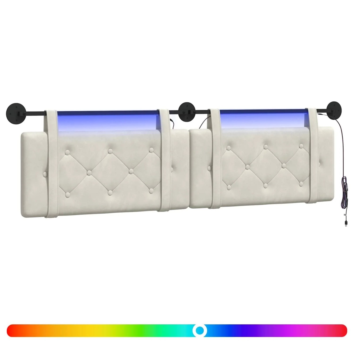 vidaXL Hängendes Kopfteil Mit LED Licht Creme Samt 3424227