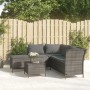 Graues 4-tlg. vidaXL Garten Lounge Set aus Rattan mit Kissen im Garten.