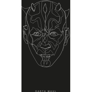 Komar Wandbild Star Wars Maul, 50x70 cm, Strichzeichnung auf Schwarz.