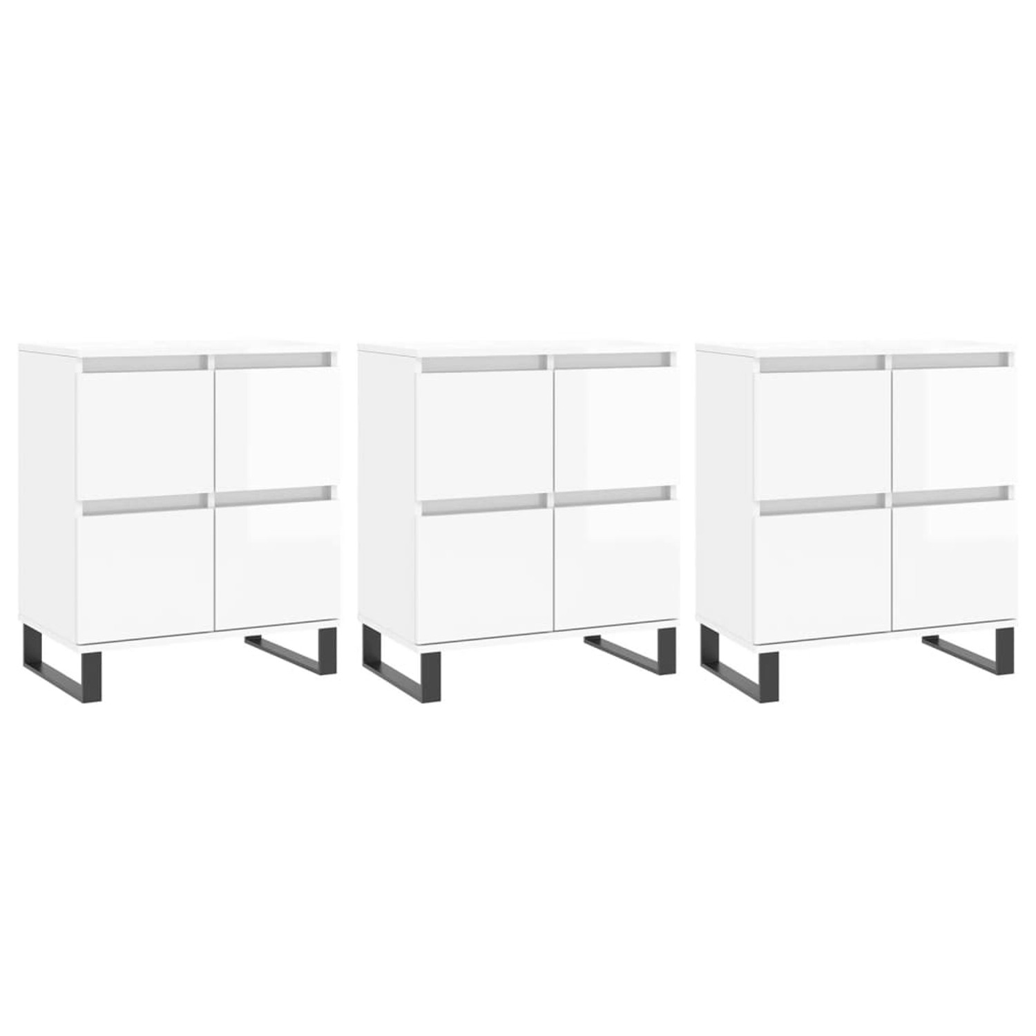 vidaXL Sideboards 3 Stk Hochglanz-Weiß Holzwerkstoff 3190207 günstig online kaufen