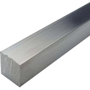 Silberne Vierkantstange aus Aluminium, 16x16x1000 mm, eloxiert.