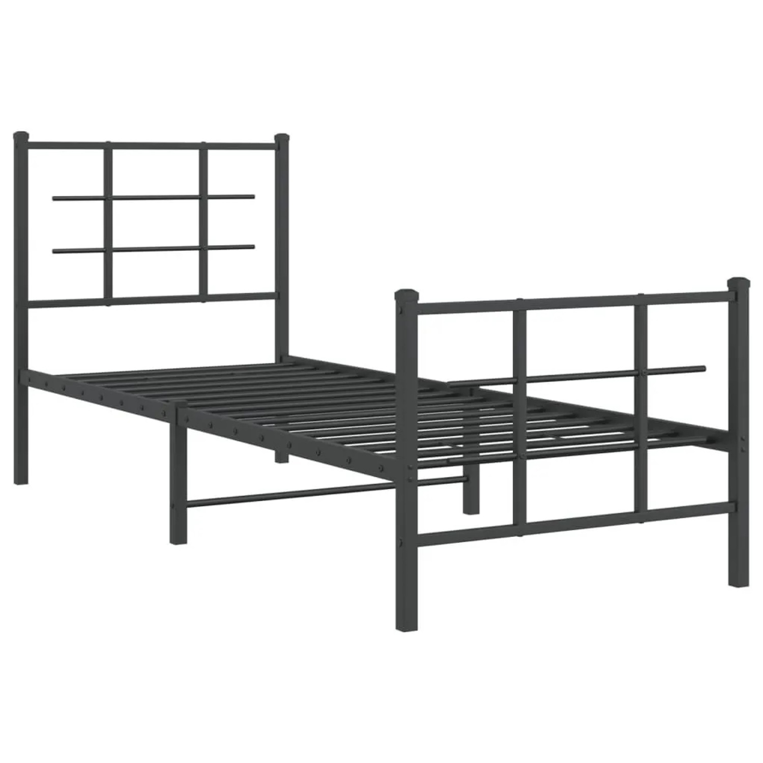 vidaXL Bettgestell mit Kopf- und Fußteil Metall Schwarz 75x190 cm 355569