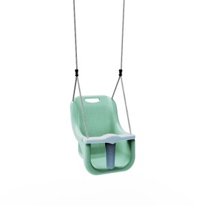 OutdoorToys Babyschaukel in Mintgrün mit hoher Rückenlehne und Seilen.