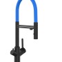 VIZIO Küchenarmatur, schwarz matt/hellblau, mit schwenkbarem Auslauf und Handbrause.
