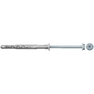 Fischer Langschaftdübel SXRL 14 x 160 FUS E mit Sechskantschraube und Dübelkörper.