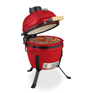 Relaxdays Kamado Grill Keramik Rot Mit Thermometer 56,5 cm x 43 cm x 46 cm 22 kg