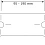 Skizze: WC-Sitz Samos Befestigungsabstand (95-190mm) für Standard WCs.