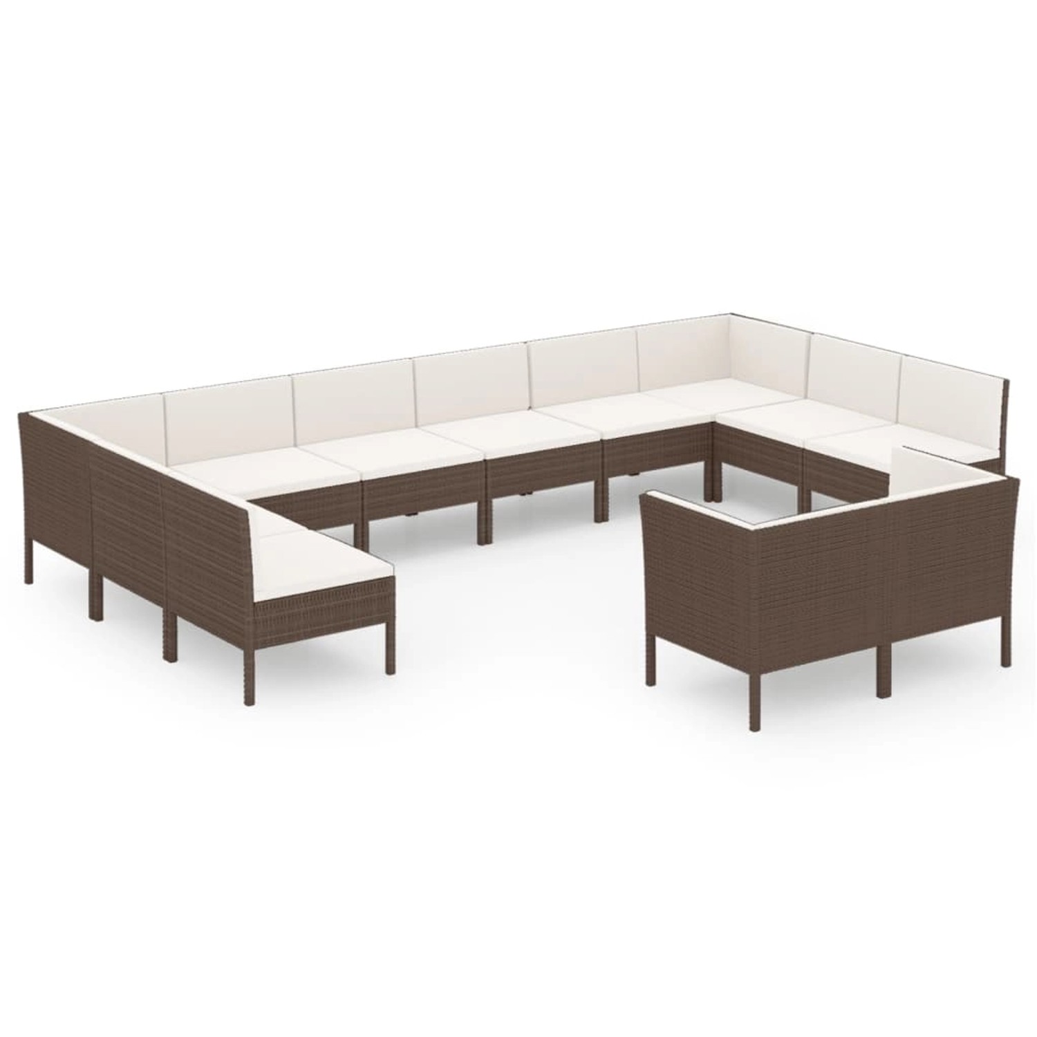 vidaXL 12-tlg Garten-Lounge-Set mit Auflagen Poly Rattan Braun Modell 13