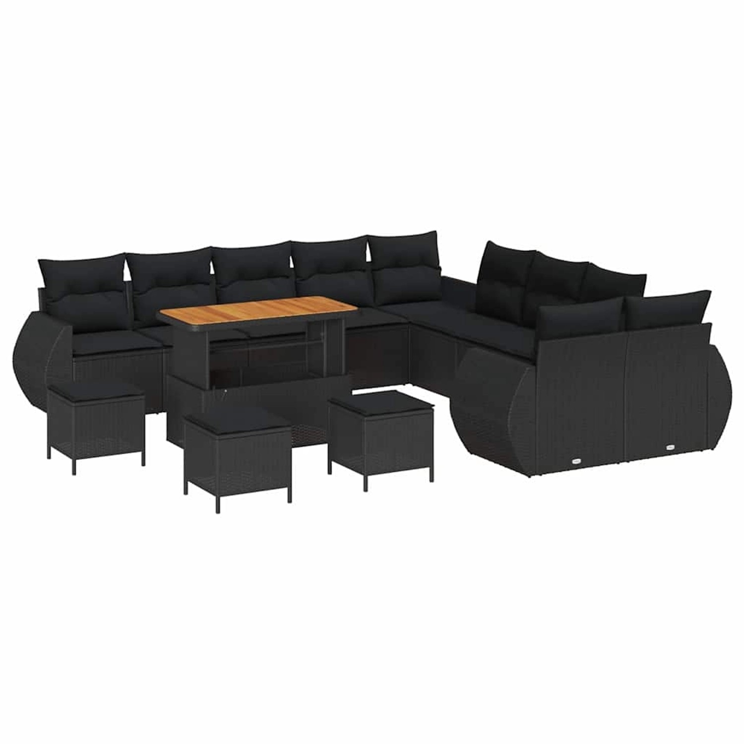 vidaXL Garten-Sofa-Set 14-Tlg Schwarz Poly Rattan 3361939 günstig online kaufen