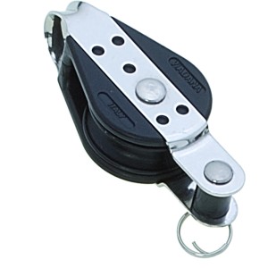 Seilflechter Block für 8 mm Schot mit Bügel, Hundsfott und Kugellager, 1 Rolle.