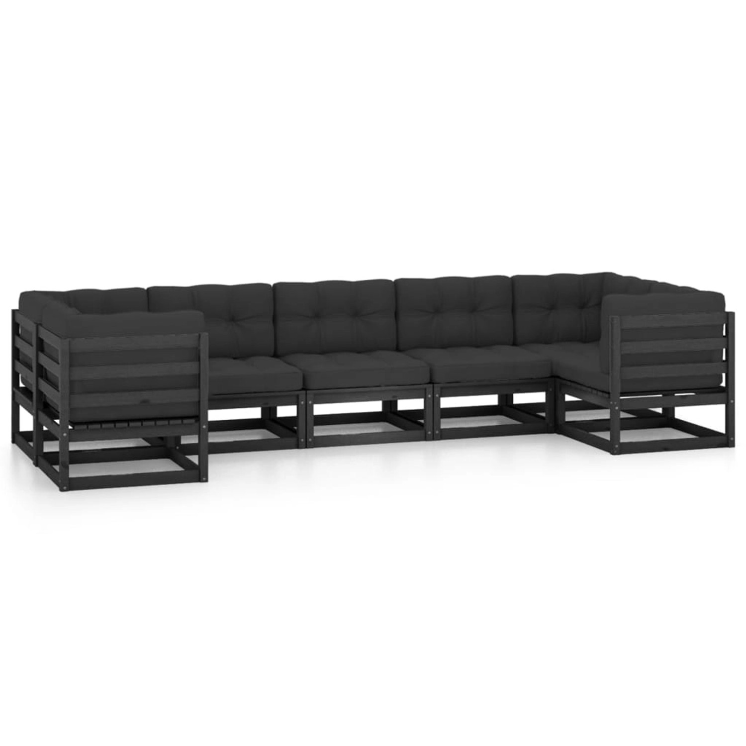 7-tlg. Garten-lounge-set Mit Kissen Schwarz Massivholz Kiefer günstig online kaufen