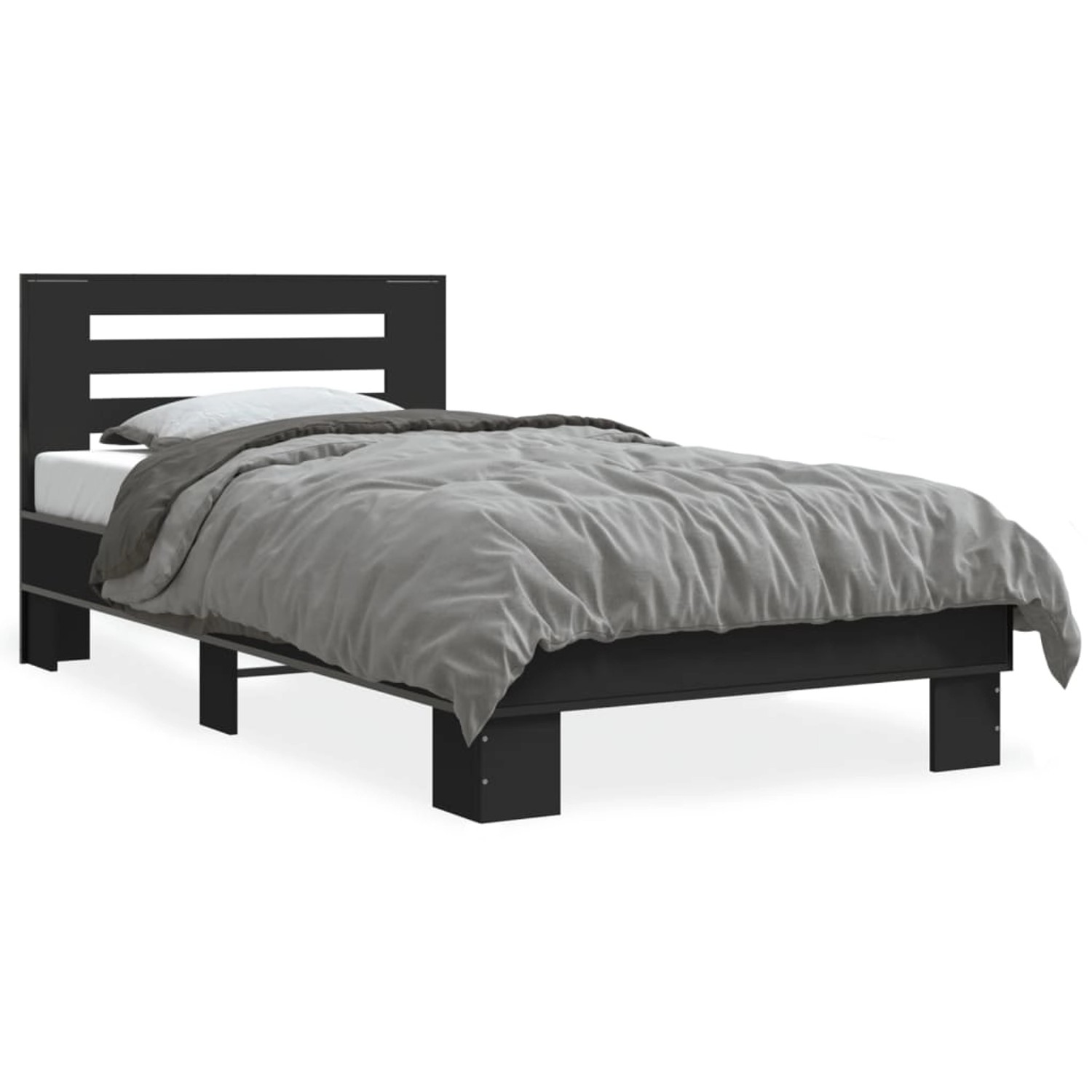 vidaXL Bettgestell Schwarz 75x190 cm Holzwerkstoff und Metall 845657 günstig online kaufen