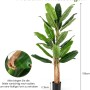 Costway Kunstpflanze, 195 cm hohe tropische Palme mit vielen grünen Blättern und braunem Stamm im schwarzen Topf.